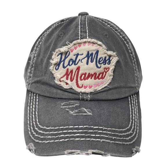 Hot Mess Mama Baseball Cap Gray One Size Adjustable Distressed KB ETHOS Vintage - Picture 1 of 9